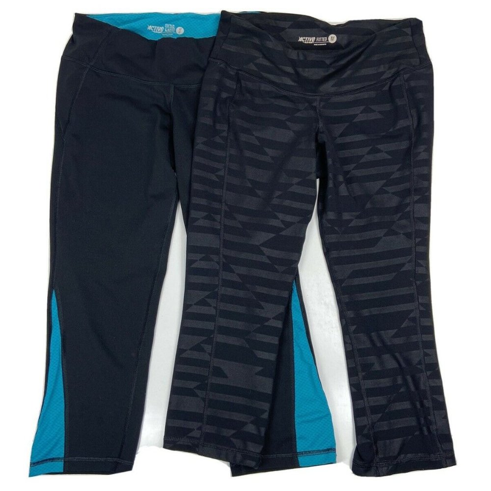 Old Navy Active Lot Of 2 Black Leggings Crop Med